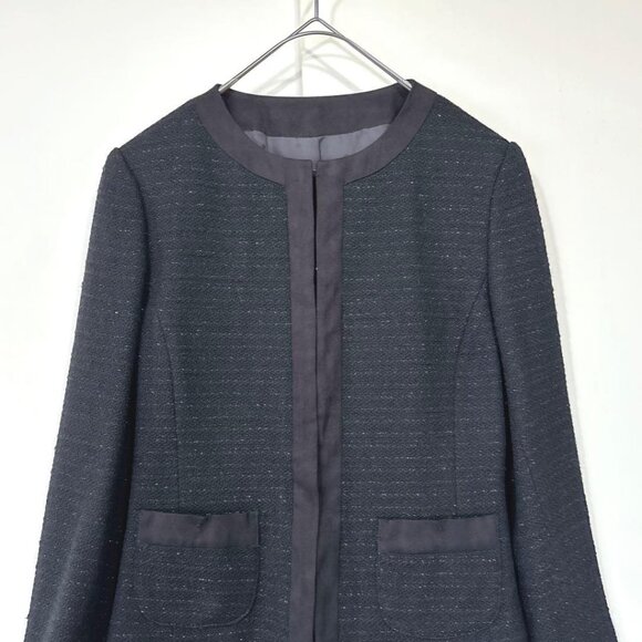 Sumie Collarless Tweed Jacket with Lurex Black - Picture 2 of 5